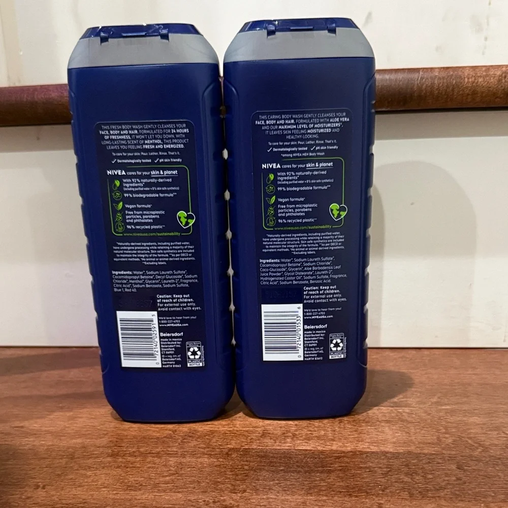 NWT NIVEA Men Fresh Wave and Maximum Hydration Body Wash Set -